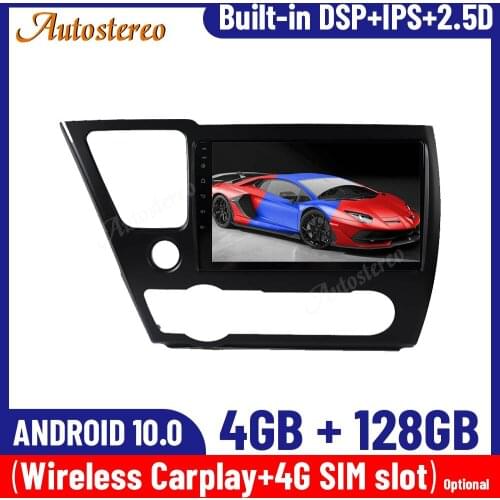 Android 10.0 6+128GB For Honda Civic 2008-2013 Head Unit Car GPS Navigation Auto Stereo Multimedia Player Radio Tape Recoder ISP