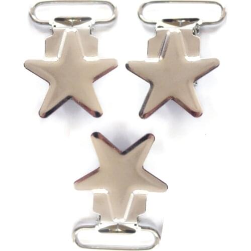 DHL Free Shipping 200 pcs 1'' 25mm Metal Silver Color Enamel Star Shape Pacifier Clips / Suspender Clips Rack Plating