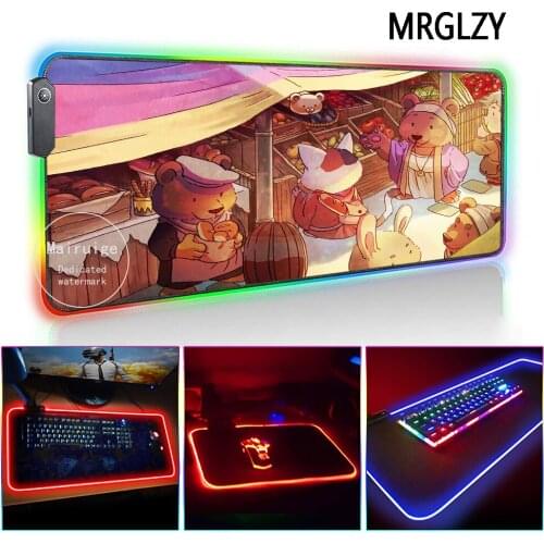 MRGLZY LED Light RGB Cartoon Animal Large Mouse Pad XXL Genshin Impact DeskMat Gaming Accessories for PC Laptop Keyboard MiceMat