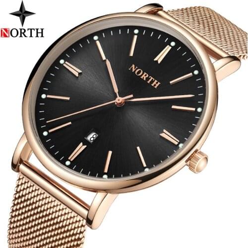 NORTH Luxury Brand Men Fashion Casual Watches Mesh Belt Business Quartz Watch Sport Waterproof Wristatches Men Relogio Masculino