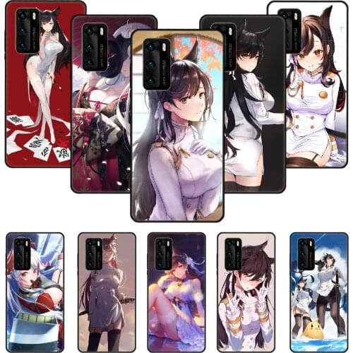 Phone Case For Huawei P20 P30 P40 P Smart Z + P10 Mate 30 10 20 Lite Pro Black Cover Bumper Fashion Anime Azur Lane sexy girl