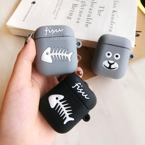 Fish For Airpods 2 Case Silicone bear Cartoon Cover case for air pods Cute Earphone Case 3D Headphone case for arpods Accessorie