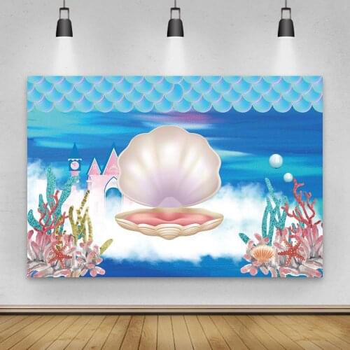 Photography Background Underwater Theme Mermaid Birthday Party Baby Shower Shiny Fish Decor Photocall Backdrop Photo Studio