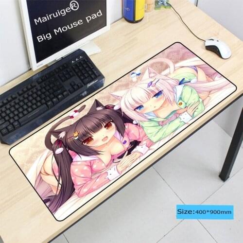 Mairuige Mousepad 900X400MM Chocola Nekopara Keyboard Mouse Pad Gamers Play Pad Anime Cartoon Print Big Lock Game