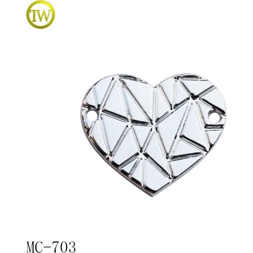 Custom heart shape small metal label zinc alloy metal tags for garment