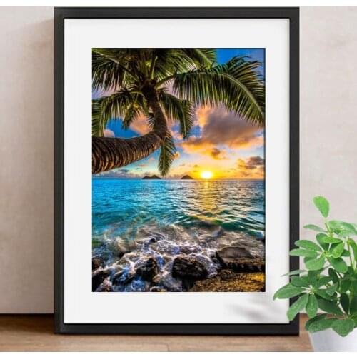 Nabi 5D Diamond Cross Stitch Kits Diy Embroidery Home Decoration Picture Of Rhinestone diamond Painting Coconut tree and sea