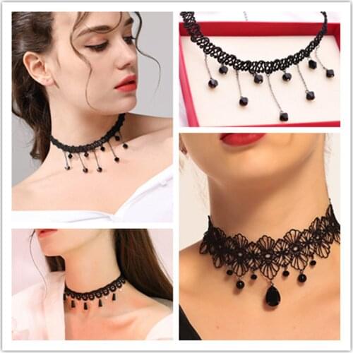 NEW Exquisite Joker Velcro Tape Sequin Beaded Collar Necklace Lace Clothes Patches For Clothing Banquet Party Charm Riverdale