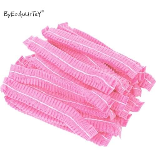 100pcs Disposable Pleated Elastic Mesh Shape Non-woven Bath Hat For Eyelash Extension Clear Waterproof Hair Hat Shower Cap
