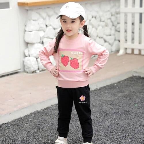 Girls Autumn Casual Clothing Cartoon Print Cute And Comfortable Cotton Tops Toddler Home Clothes 2-8 Years Old