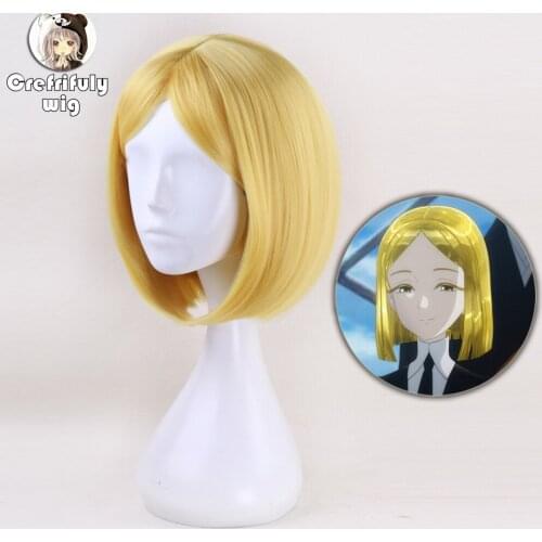 High Quality Hoseki no kuni Yellow Diamond Cosplay Wig Short Bob Wigs Costume Synthetic Adult Anime Game Hair