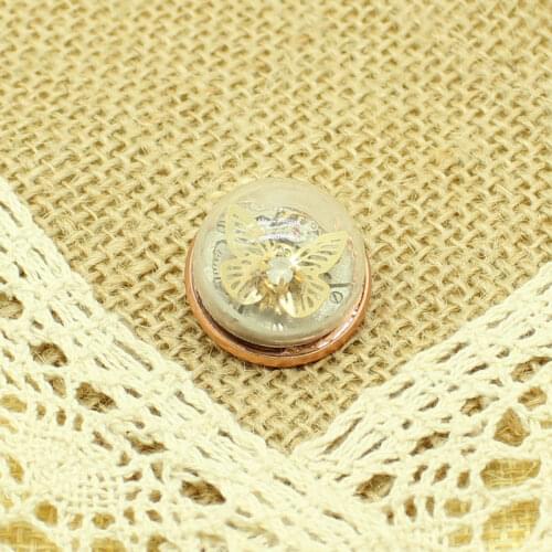 Handmade Butterfly Steampunk Brooch Watch Gears Movement Rose Gold Breastpin Vintage Style