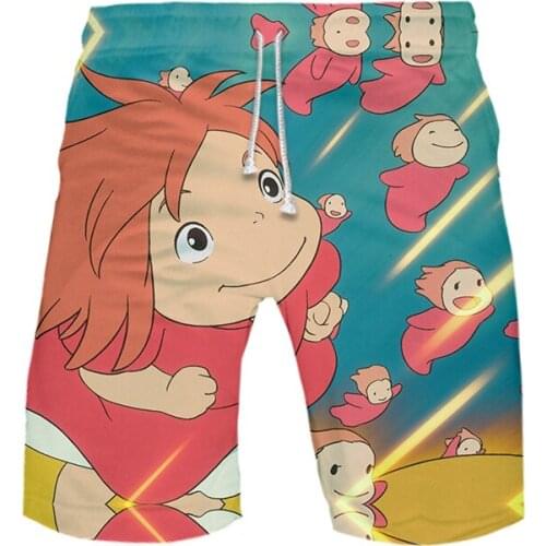 Ponyo on the Cliff 3D Board Shorts Trunks Summer New Quick Dry Beach Swiming Shorts Men Hip Hop Short Pants Beach clothes