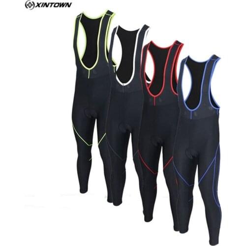 XINTOWN Mens Team Cycling Bib Pants Ropa Ciclismo Bicycle Biking Bike Tights Men Long Pants Trousers 4-Colors