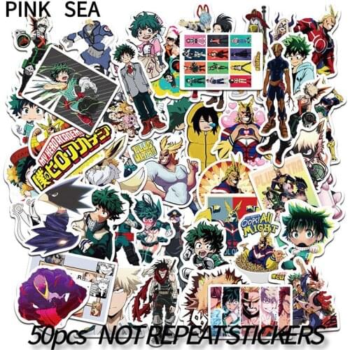 10/30/50pcs/pack My Hero Academia Anime Sticker Skateboard Waterproof Trolley Case Laptop Skateboard Sticker Toys Gifts For Kids