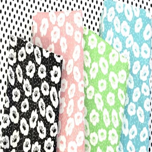 50x40cm 4 Colors Morning Glory Flower Printed 100% Cotton Fabric Floral Fabric For DIY Sewing