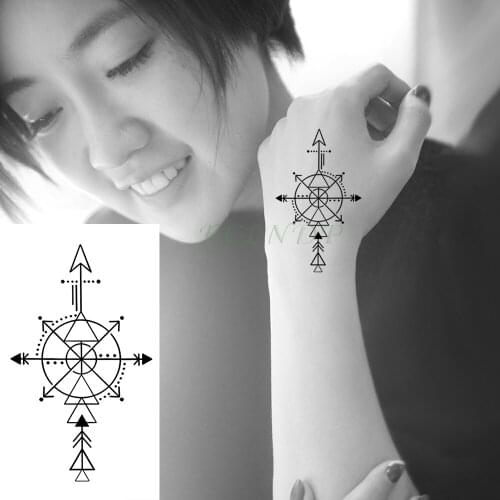 Waterproof Temporary Tattoo Stickers Compass fake Tatto Flash Tatoo Tatouage Arm Hand Back Foot Tato for Girl Women Men Kids
