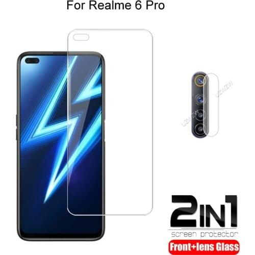 2 in 1 For Realme 6 Pro Camera Lens Film & Screen Protector Guard Protective HD Tempered Glass Explosion Proof Anti-Shock