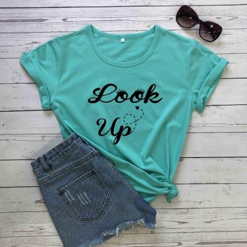 Look up eyelash women fashion pure cotton casual hipster vintage funny t shirt graphic cute kawaii young tees grunge tumblr tops