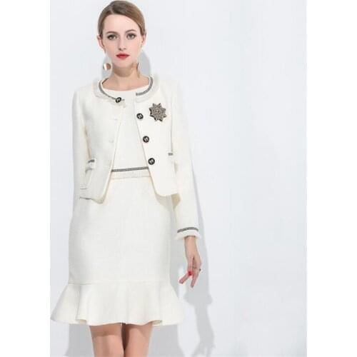 Womens wave skirt two-piece sets jackets and coats jaquetas chaquetas European and American new casual suit autumn and winter