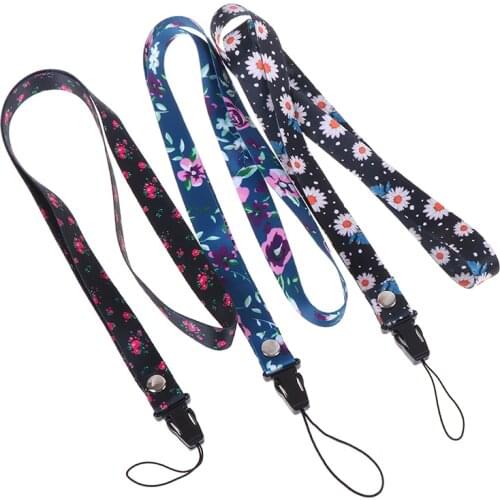 1pc flower Leaves Neck Strap Lanyards for keys ID Card Mobile Phone Straps USB badge holder DIY Hang Rope Lariat Lanyard