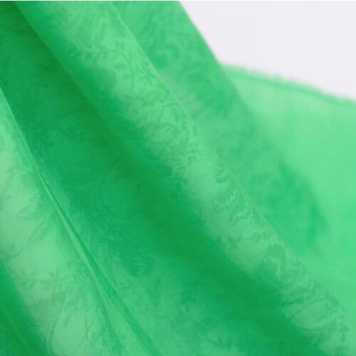 100% pure mulberry Green Antique jacquard silk flax silk fabric A107