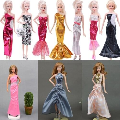 15 Styles Slim Dress With Small Sequins In Various Colors For 11 Inch 26-28 Cm Barbies Doll Mermaid Skirt Barbies Dress