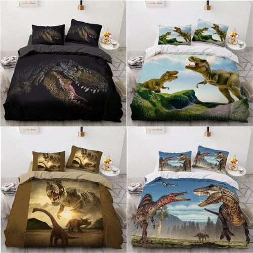 3D Dinosaur Rex Duvet Cover Pillowcases 2pcs Single 3pcs Twin Full Queen King Size Bedding Set Home Textiles All Seasons Used