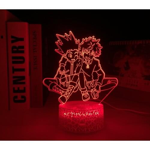 Anime Hunter X Hunter Killua and Gon 3D Lamp White Base for Birthday Gift Bedroom Decor Nightlight Acrylic LED Night Light