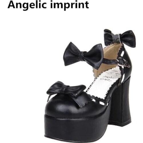 Angelic imprint handmade woman mori girl lolita cosplay shoes lady high heels pumps women princess dress party shoes 33-47 9.5cm