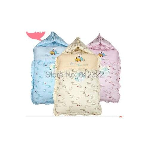 Free shipping 100%cotton autumn and winter newborn infant sleeping bag baby envelope bag sleepsacks 3colors