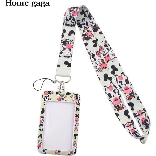 DB383 Homegaga Cute Cow Neck Strap Keychain Lanyard For Keys USB ID Card Badge Holder Keyring DIY Hanging Rope Accessories