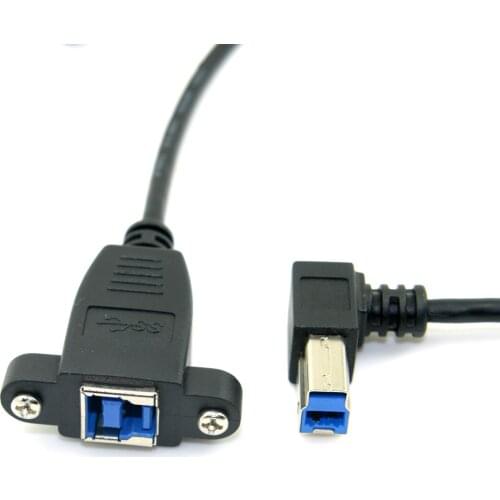CYSM USB 3.0 Back Panel Mount B Type Female To Right Angled 90 Degree B Type Male Extension Cable 0.5m