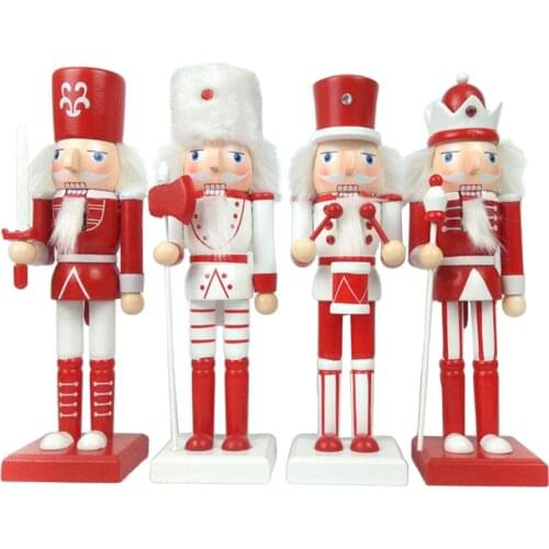 4Pcs 10 "Wooden German Nutcracker Soldiers Christmas Walnut Soldiers Decoració
