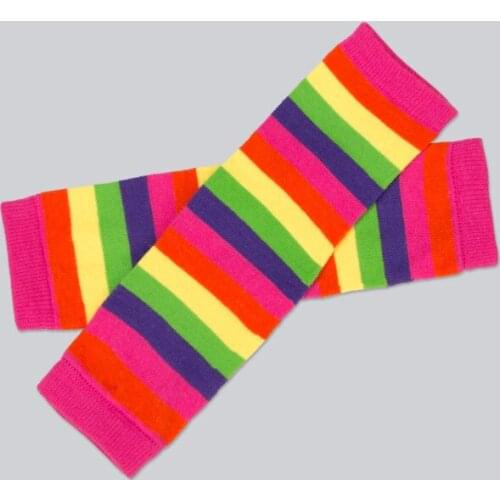 Baby warm leg warmers winter new rainbow socks set baby high quality cotton childrens socks bar code stripes plus yarn socks