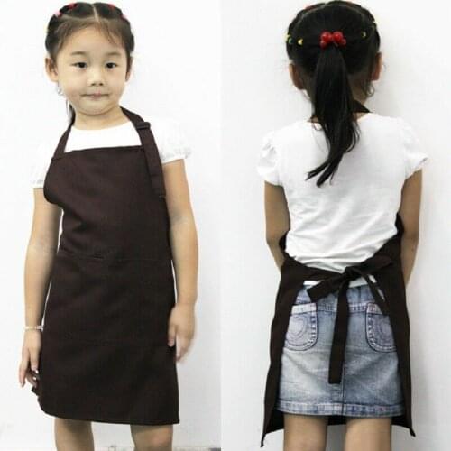 Children Adjustable Working Apron Solid Waterproof Anti-oil Kitchen Cooking Baking Painting Bibs Housekeeping Accessory