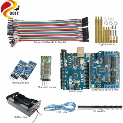 DOIT 1 set Bluetooth Control for Arduino Smart Car Chassis with UNO R3 board, Motor Drive Shield Board, Tracking Module