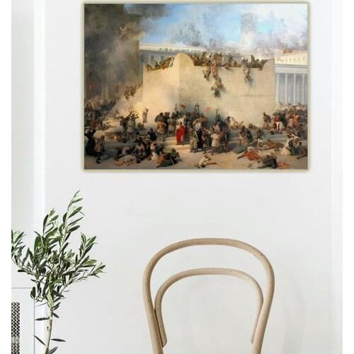 Holover Canvas Oil Painting Wall Home Decoration Francesco Hayez"Destruction of the Temple of Jerusalem"Romanticism Aesthetic