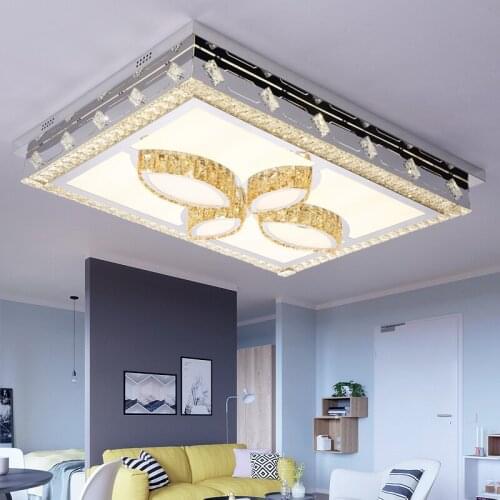 Crystal lamp living room lamp simple modern atmosphere home rectangular luxury restaurant bedroom LED ceiling lamps led lighting