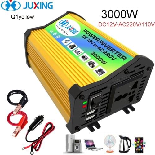 JUXING 3000W Car Power Inverter DC 12V to AC 110V/220V Converter with 2 USB Ports Use for Vehicle, Home, Outdoor