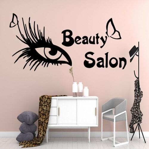 Beauty Salon Wall Stickers Sexy Woman Eyes Eyelash Home Decor Girls Room Mirror Vinyl Living Room Interior Wall Decals Y929
