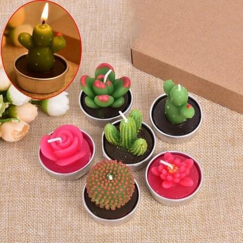Creative 3D Cactus Candles Simulated Plants Smokeless Scented Candle Valentine Day Gift Party Home Decoration 1PC