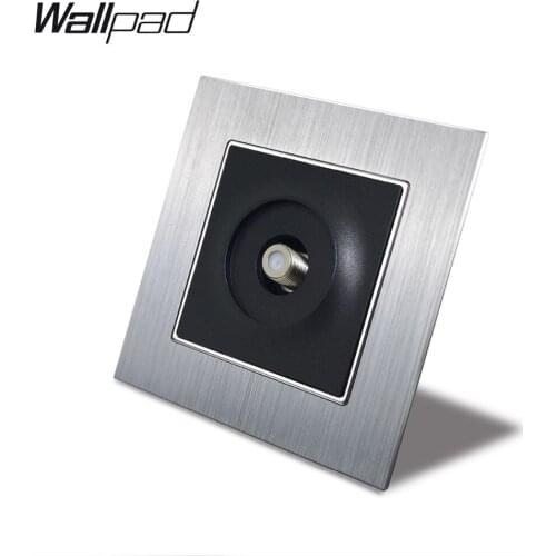 Metal EU Satellite TV Port Wallpad 86*86mm 110V-240V AC Silver Metal Frame Satellite Socket with Claws for Round Box