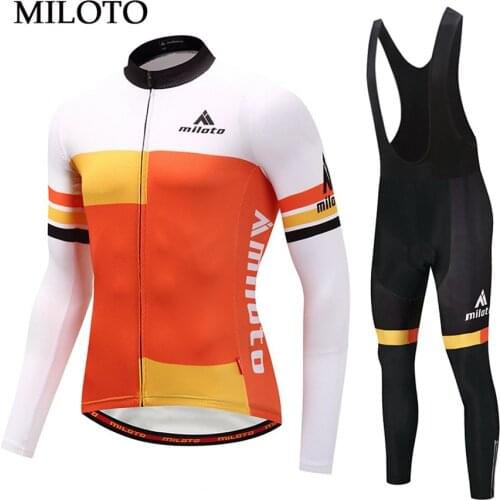 Miloto Orange Sportswear Long Sleeve Cycling Jersey Men cycling clothing maillot ciclismo roupa ciclismo Cycling set