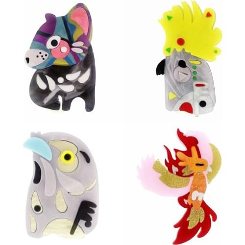 ZiccoWong Fashion Animal Phoenix Big Galah Kookaburra Bird Brooch Lapel For Women Girl Acrylic Lovely Vivid Brooch Jewelry Gift