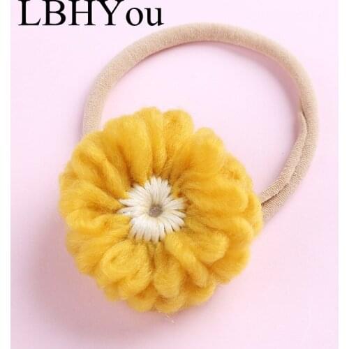 Handmade Sun Flowers Nylon Headbands For Girls,Sweet Knitted Floral Hairbands ,Toddler Girls Hair Accessories