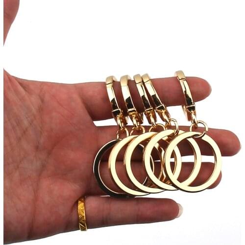 New Pure Metal DIY Round Metal Keychain Pure Color Portable Lady Cute Bag Anti-lost Key Full Circle Simple Style Design