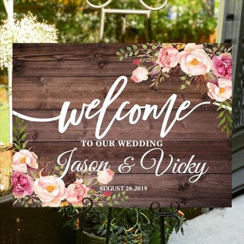 Custom Wedding Welcome Sign,Welcome to Our Wedding Wood Template,Welcome Board Sign,Custom Name Flower Rustic Wedding Decor