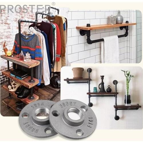 PROSTER 10 pcs for Malleable Aluminum Alloy Pipe Fittings Wall Floor Flange Rusty Industrial 1/2" 3/4” 1” BSP Silver Grey