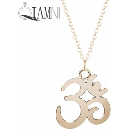 QIAMNI Om Symbol Yoga Meditation Buddhism Zen Pendant Necklace for Women Girls Chain Accessories Christmas Minimalist Jewelry