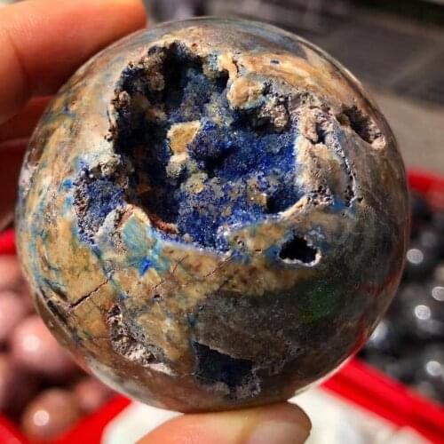 Rare Natural Crystal Ball And Blue Ore.Spiritual Healing Minerals.Decorations For Rooms, Offices, Aquariums.Gift